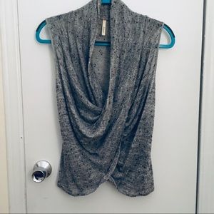 Gray Draped Wrap Top